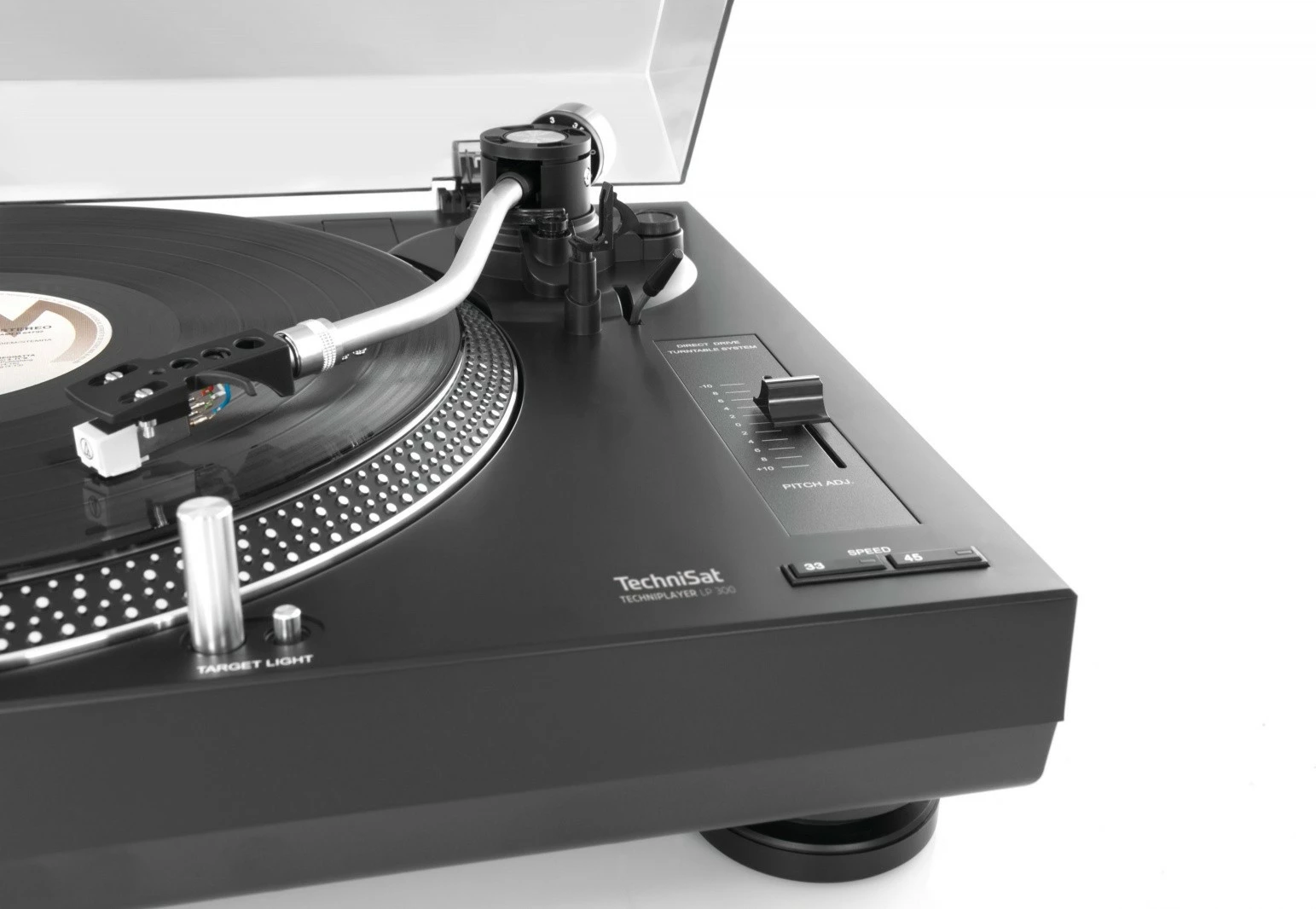 Gramofon TechniSat Techniplayer LP 300, direct drive me quartz, USB për digitizim, phono preamp i integrum, i zi, set me aksesorë