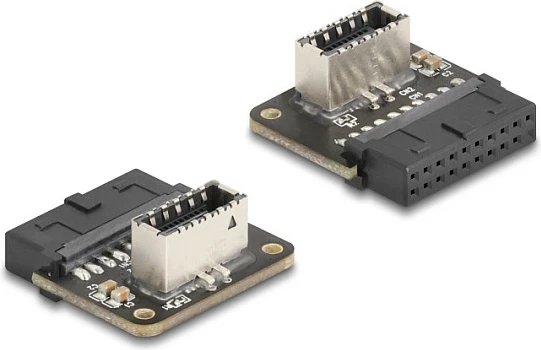 Adapter i brendshëm USB DeLOCK 67239, 19-pin USB në USB Type-E, USB 3.2 Gen 1, zi/çelik inox