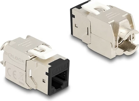 Modul Keystone DeLOCK RJ45 në LSA Cat.6A, set 10 copë, toolfree, i zi