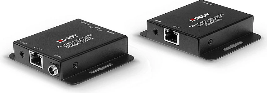 Zgjatës HDMI LINDY 70m Cat6 4K30 me IR, PoC, Loop Out, i zi