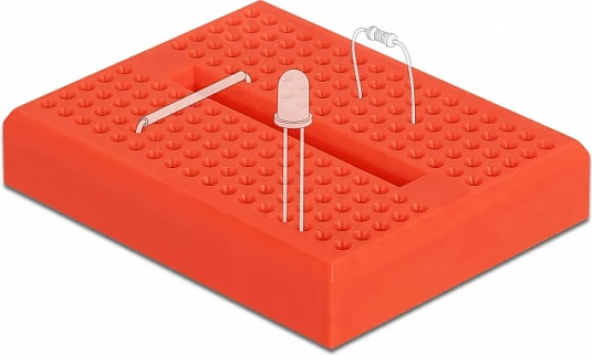 Breadboard mini eksperimental DeLOCK 170 kontakte, 36x46x10 mm, e kuqe
