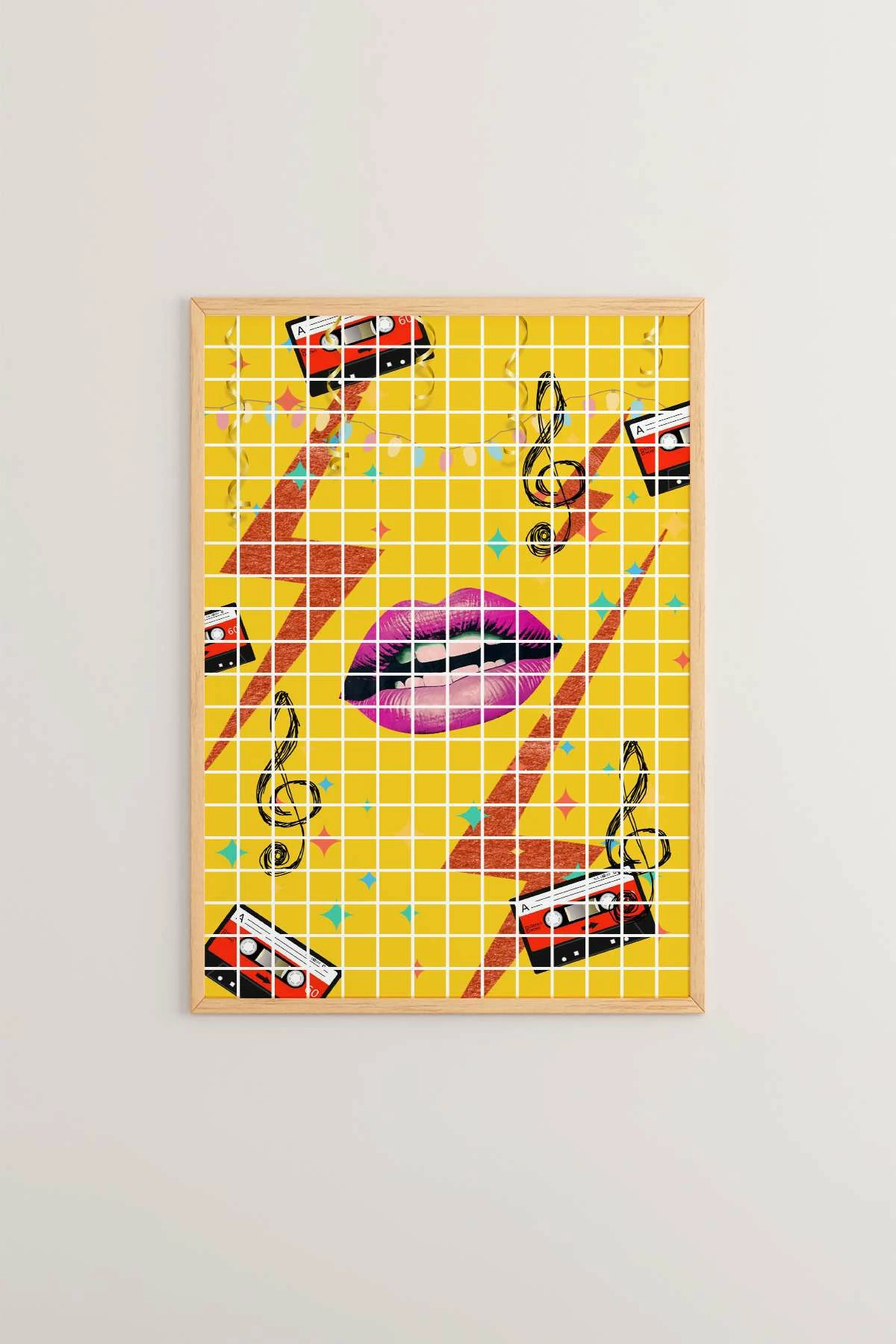 Pikturë dekorative me kornizë, Popkare1, shumëngjyrëshe, Wallity, 33x48cm