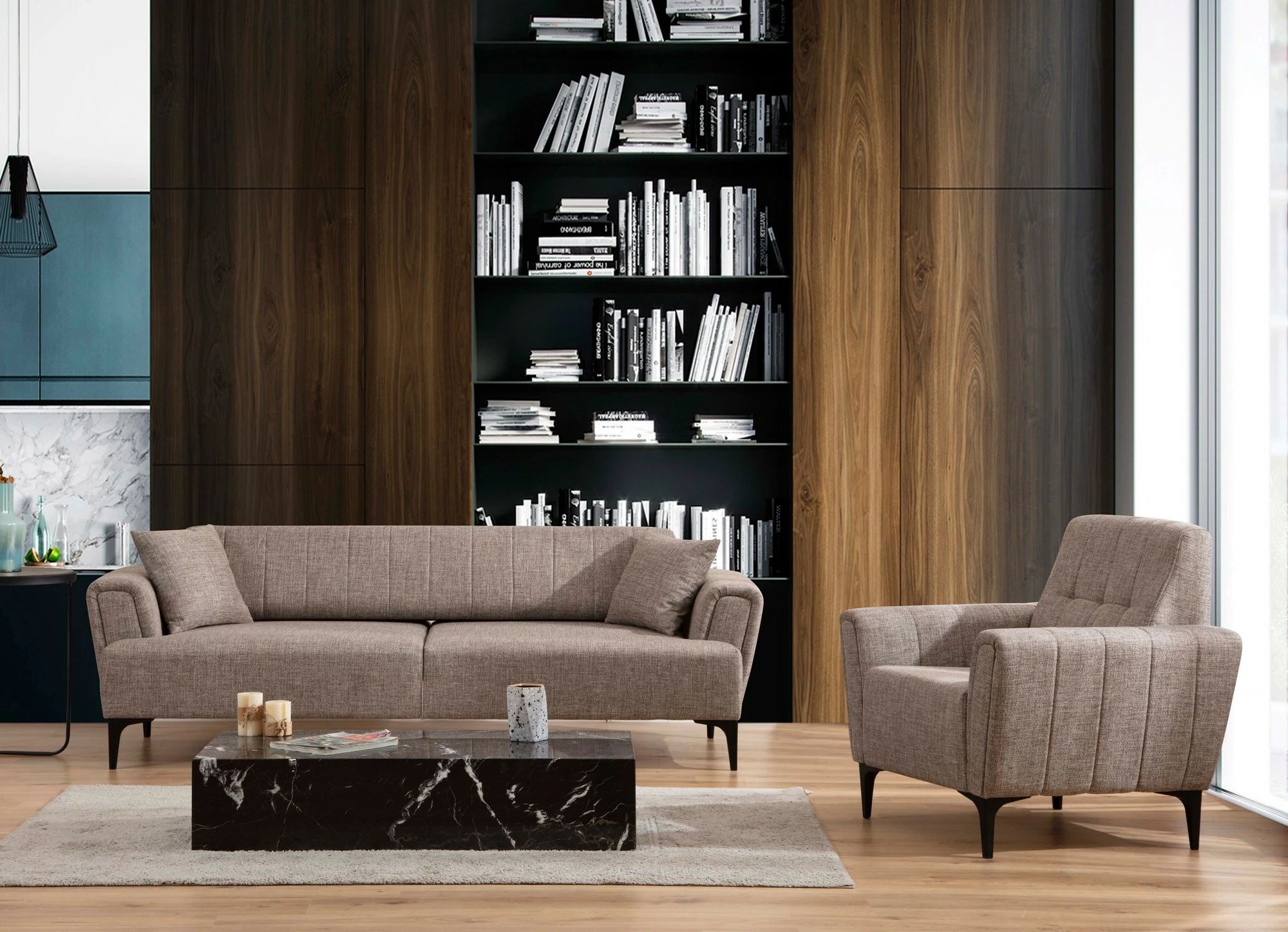 Divan-krevat treshe Atelier del Sofa, Hamlet, ngjyrë kafe e çelët