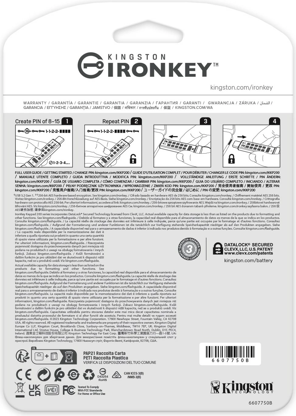 USB stick Kingston IronKey Keypad 200C 64GB, USB-C, blu