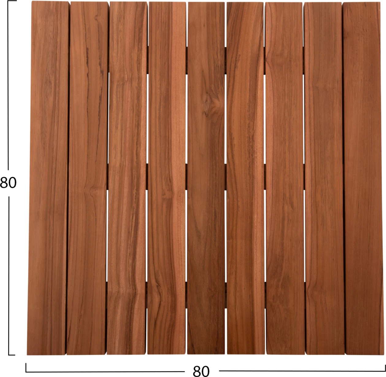 Sipërfaqe tavoline katrore, dru TEAK, ngjyrë natyrale, 80x80x4 cm