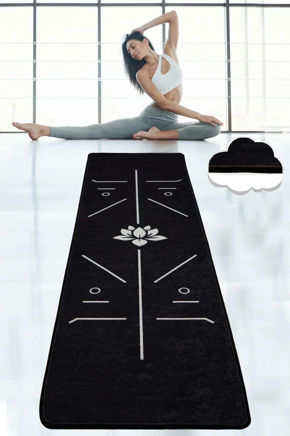 Qilim për yoga, Vital And Vivid, Bikram, i zi-bardhë
