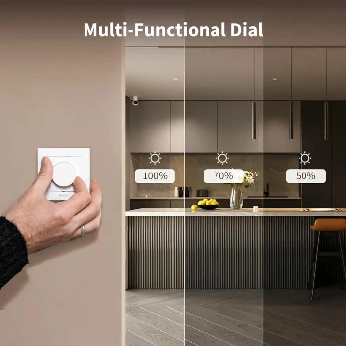 Ndërprerës dimer smart Aqara Dimmer Switch H2 KD-R01D-W, Matter/Thread+Zigbee, monitorim energjie, i bardhë, 1 copë