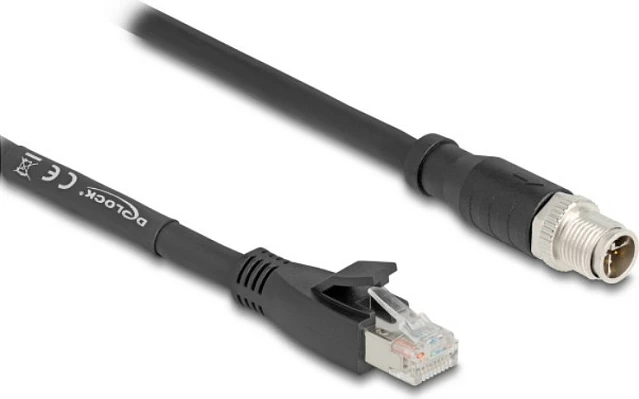 Kabll Ethernet DeLOCK 80580, Cat5e S/FTP, 3m, M12 në RJ-45, i zi