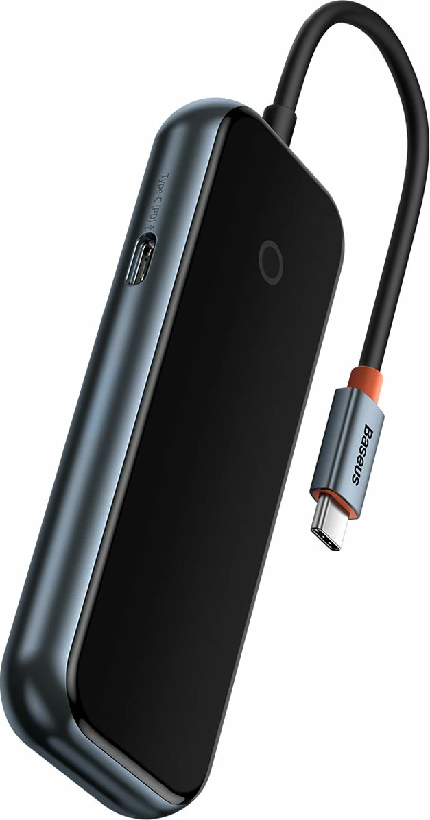 Kasë HUB Baseus AcmeJoy WKJZ010013, 4 porta, USB-C në 1x USB-C PD & Data / 3x USB3.0, Gri e errët