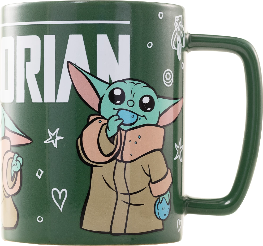 Mug Pyramid International The Mandalorian Grogu Fuzzy 440 ml, mbulesë e butë e heqshme, jeshile