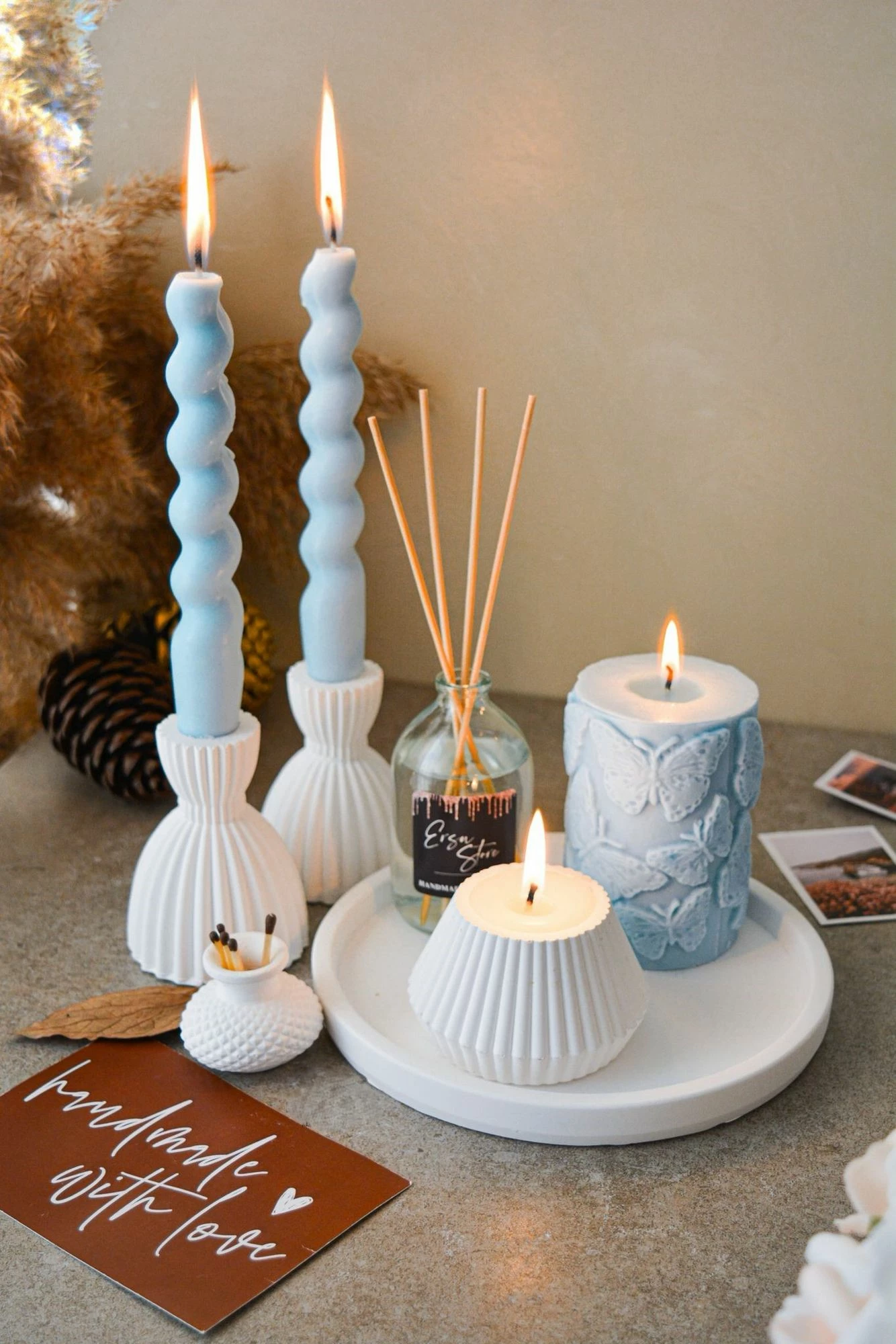 Set qirinjsh (6 copë), Evila Originals, Ers1240, blu dhe bardhë
