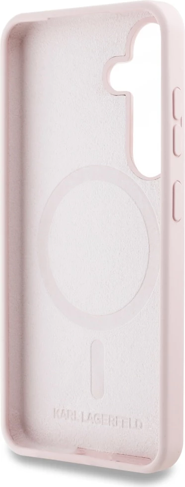 Mbështjellës Karl Lagerfeld Silicone Double Heads And Circle MagSafe për Samsung Galaxy S25, Rozë