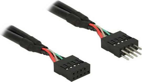 Kabllo zgjatëse USB 2.0 DeLOCK, 0.25 m, pin header mashkull-femër, e zezë