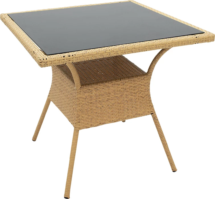 Tavolinë kopshti Laura, metal, ratan PE natyral, 80x80x75cm