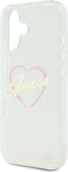 Mbështjellës Guess IML Heart për iPhone 16 Plus, Transparent