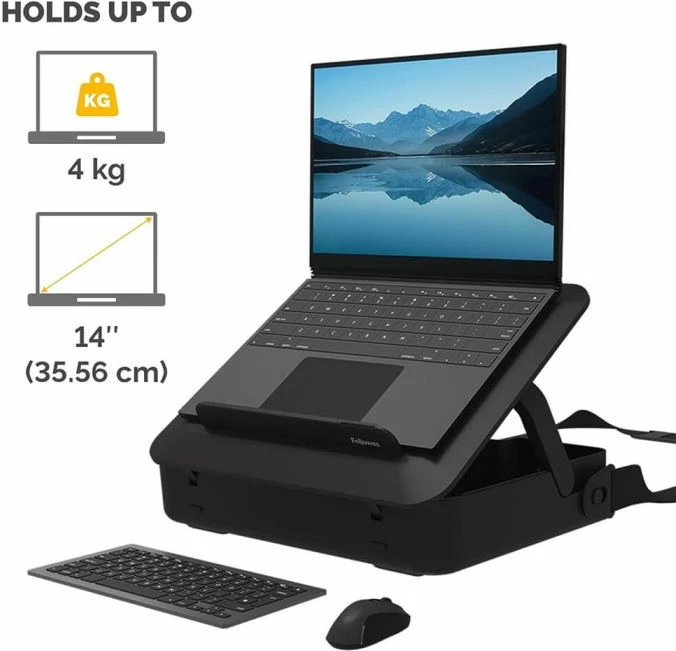 Çantë laptopi Fellowes Breyta MPN 100016564, 14", 2-në-1 me stand të integrum, 5 pozita lartësie, e zezë