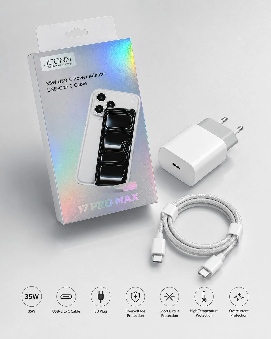 Adapter iConn 35W USB-C PD me karikim të shpejtë