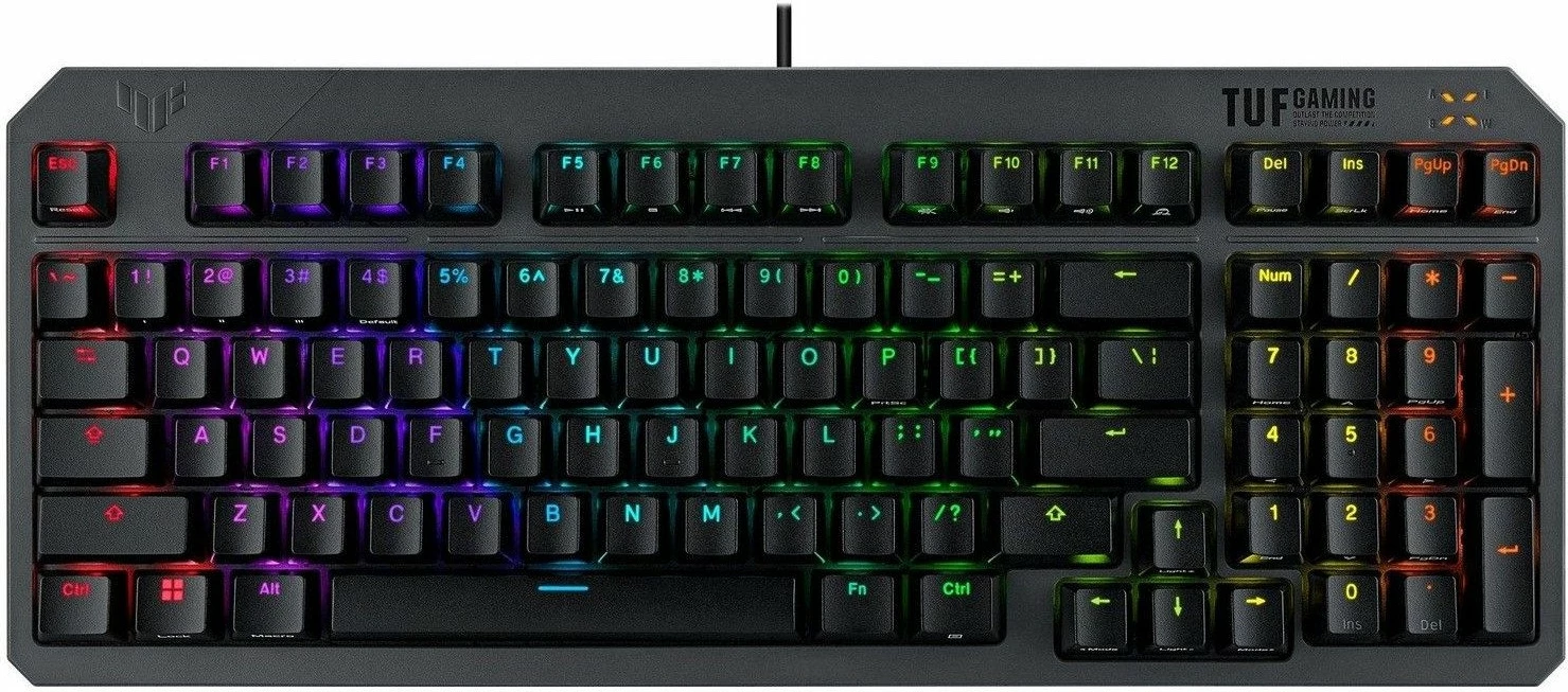 Tastierë gaming Asus TUF Gaming K3 Gen II 90MP0390-BKUA01, opto-mekanike Red, 96% (97 tasta), RGB, USB me kabllo 2 m, US layout, IP57, e zezë