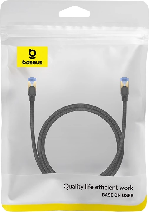 Kabllo rrjeti Baseus RJ45 Cat.7, 1m, 10Gbps, i mbështjellë, zi