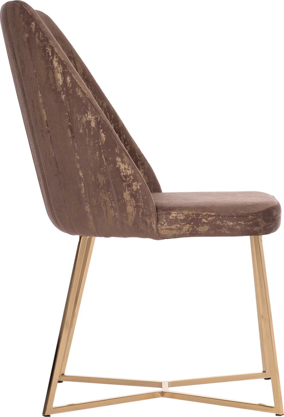 Karrige profesionale ZIZI, kadife kafe, bazë e artë, 52x62x92H cm