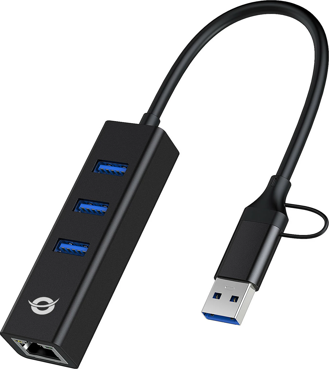Adapter rrjeti USB Conceptronic DONN07BA, Gigabit Ethernet + USB Hub 3x USB-A, USB-C/USB-A, i zi