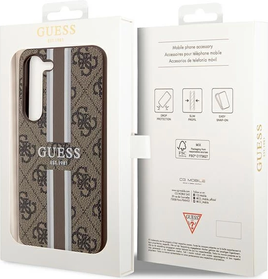 Mbështjellës Guess 4G Printed Stripe për Samsung Galaxy S23 S911, Kafe