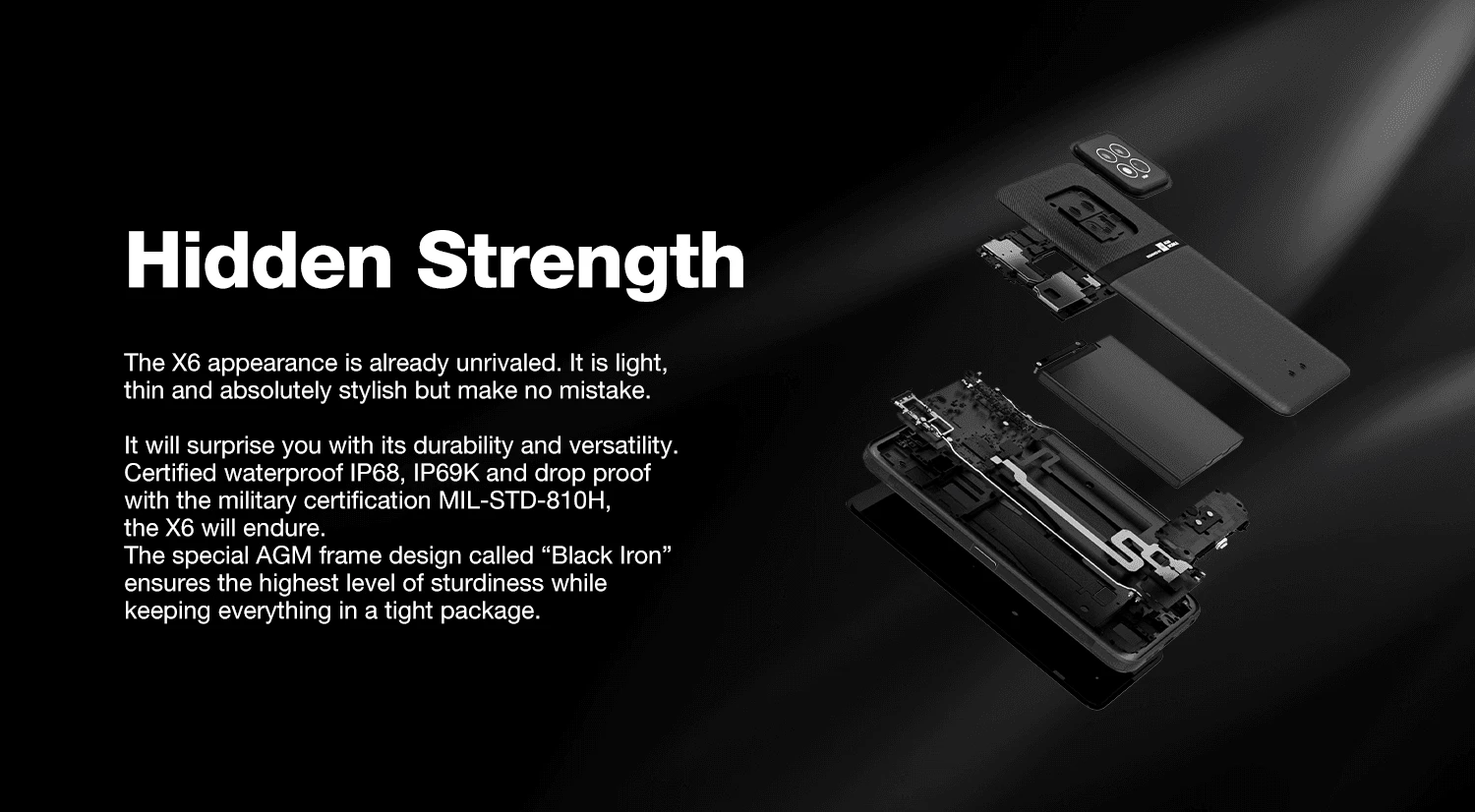 Celular AGM X6 Phantom 5G 8GB/128GB Dual SIM Android 14 6.78\" FHD+ kamerë 50MP Dual AI, i zi