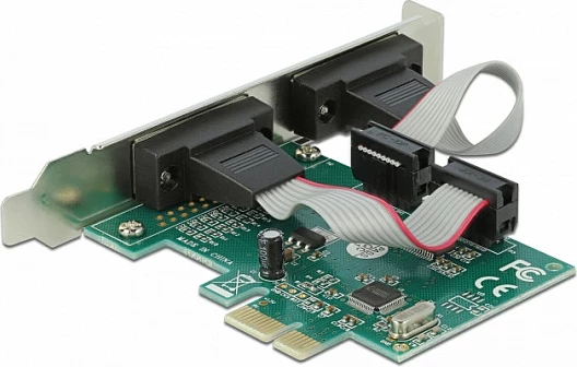 Kartë zgjerimi PCIe DeLOCK 2x Serial RS-232, low-profile, e gjelbër