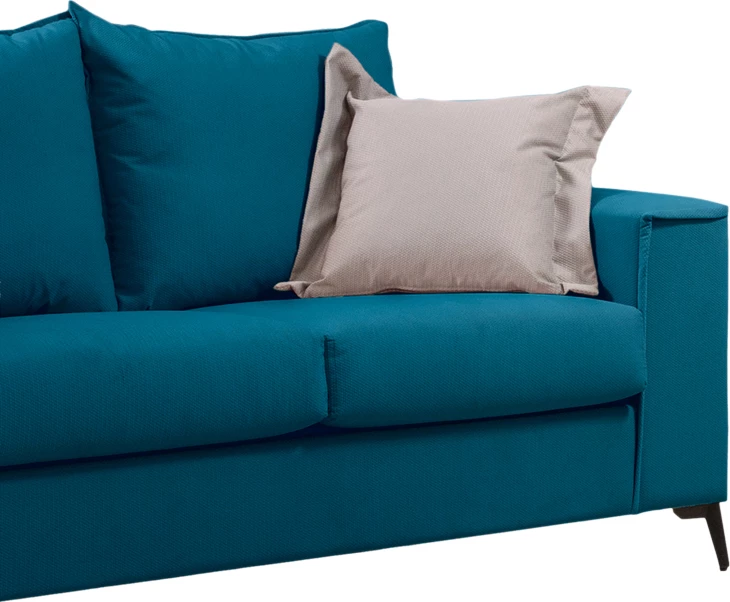 Set divanësh Verona 2 pjesë, pëlhurë petrol me jastëkë ngjyrë bezhë