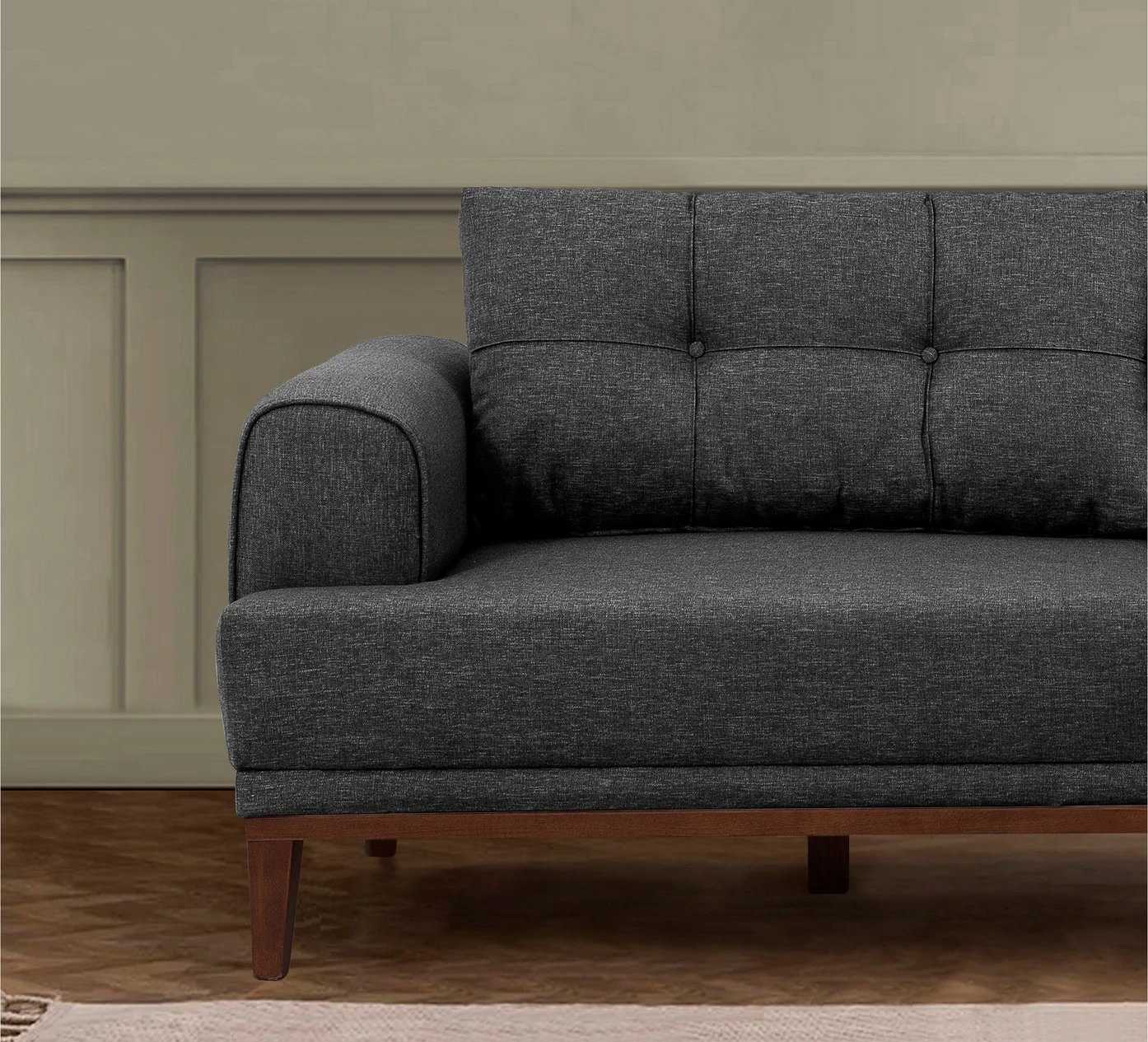Divan treshe Atelier del Sofa, Vina 3, anthracite, walnut