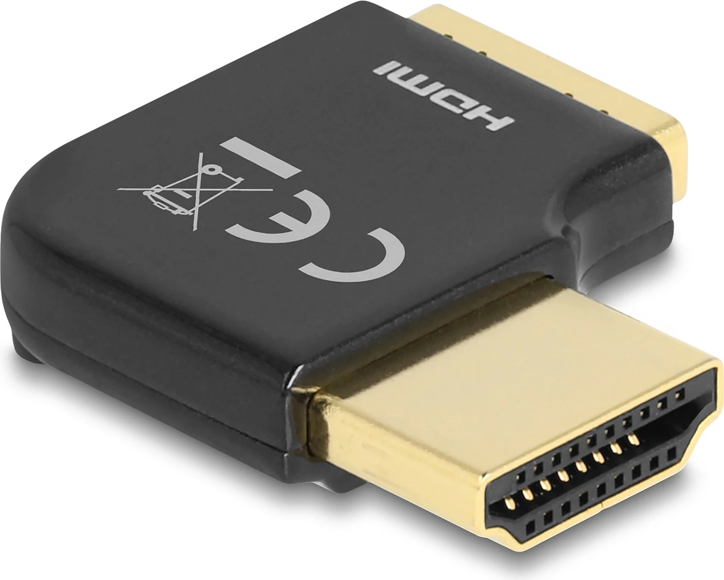 Adapter HDMI DeLOCK, mashkull në femër 90° (right angle), 8K 60Hz, metal, i zi