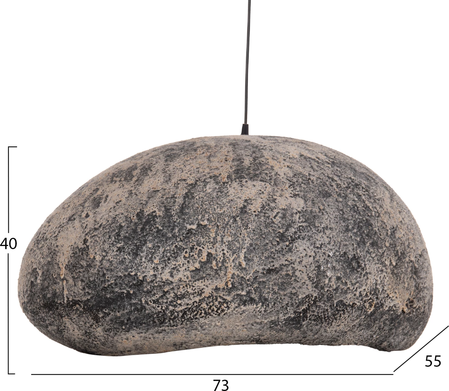 Llambë tavani varëse STONER (L), pamje guri, gri, FH4419.04, 73x55x40cm