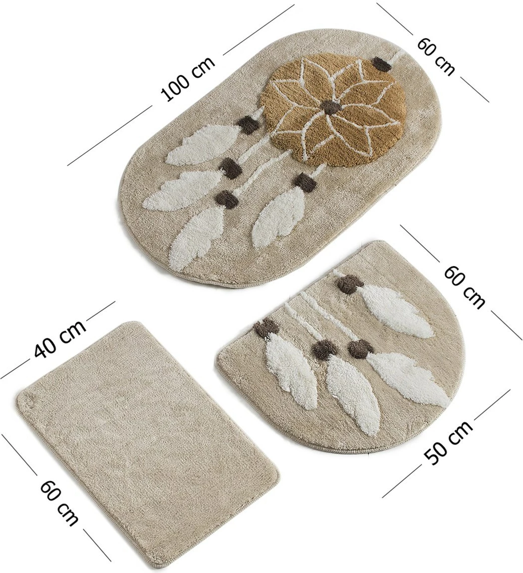 Set tapetesh banjoje akrilike, 3 copë, Mijölnir, Rüya, ngjyrë kafe