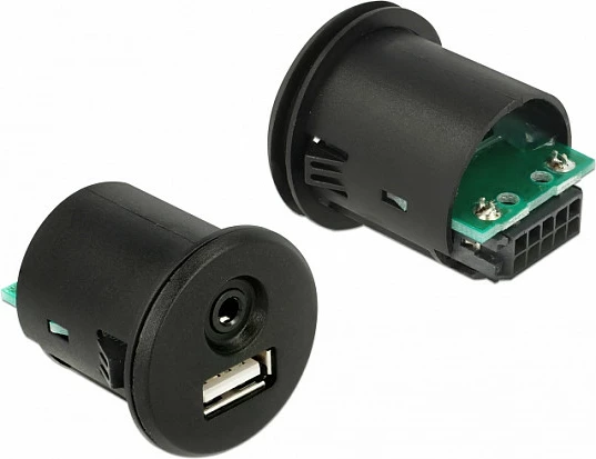 Kabllo zgjatëse USB-A DeLOCK 85718, 1.5 m, USB-A mashkull në USB-A femër, me jack 3.5 mm, e zezë