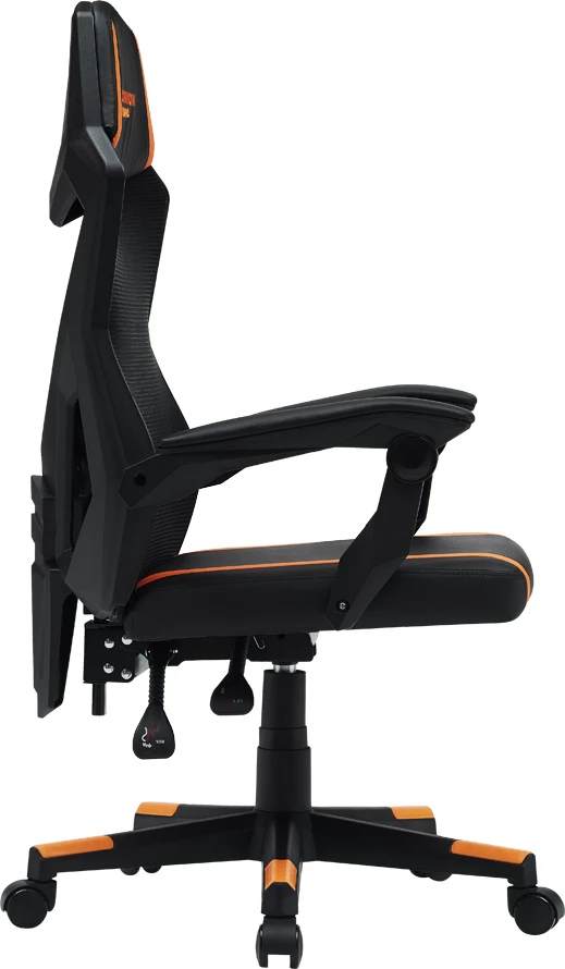 Karrige gaming CANYON Flow MCH01, mesh, pjerrësi 90-135°, deri 120 kg, Zi/Portokalli
