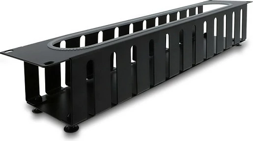 Panel menaxhimi kabllove DeLOCK 19" 2U, me hapje dhe mbrojtje skajesh, i zi