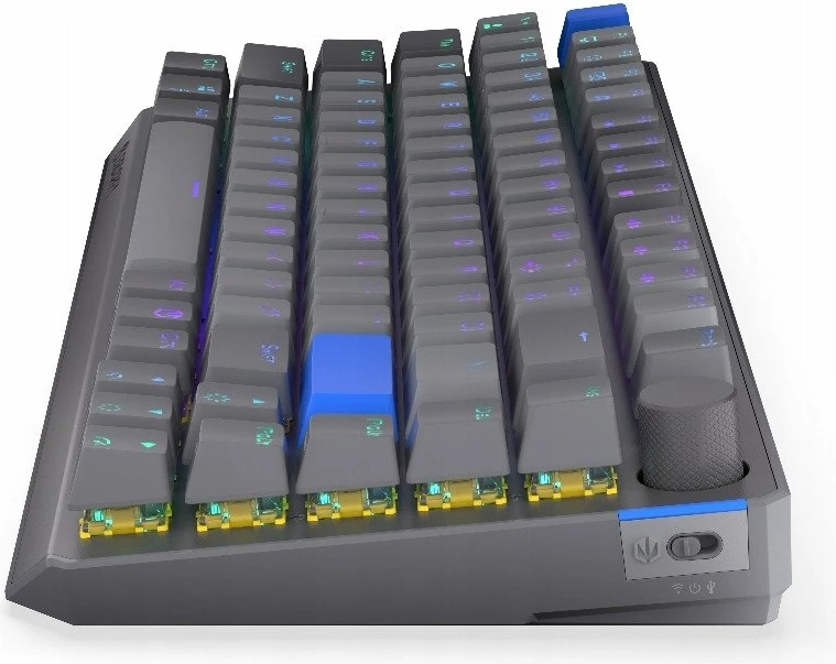 Klaviaturë mekanike wireless Endorfy Thock V2 75% Wireless, ENDORFY Yellow by Gateron, RGB, US ANSI, hot-swap, gri