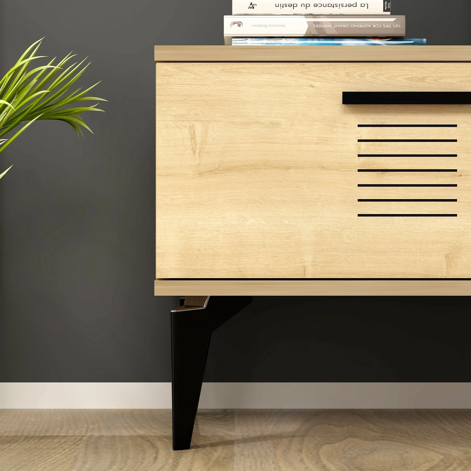 Komodë TV Hanah Home, Asimo, ngjyrë lisi Sapphire Oak