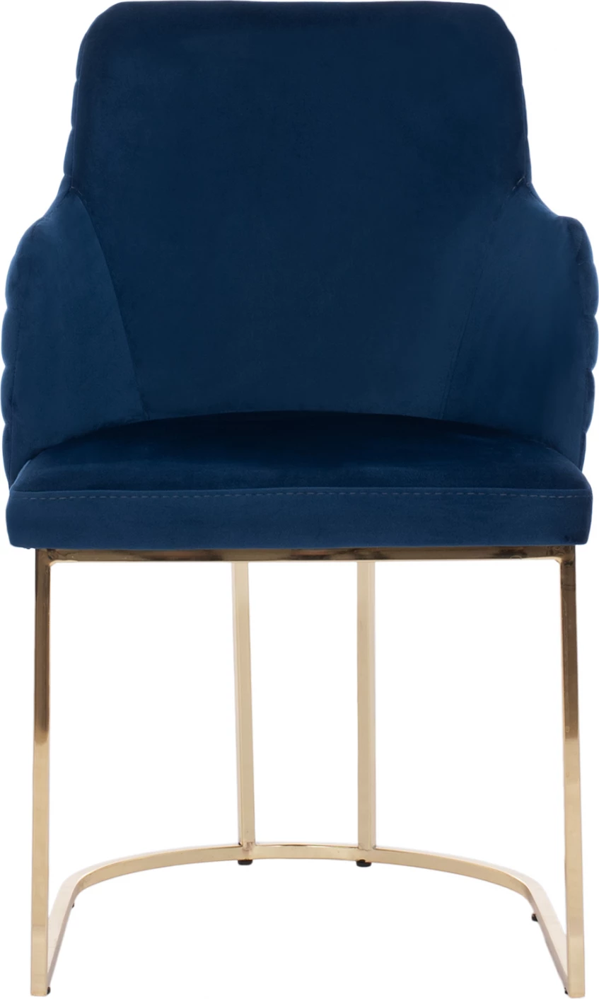 Karrige me krahë “SOLANA” FH9275.08 kadife blu me këmbë metali ngjyrë ari 54x63x87H cm., set prej 2 copë