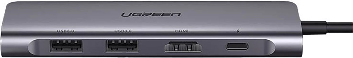Adapter Ugreen CM195 6in1 USB-C, HDMI, 2x USB-A 3.0, USB-C PD, SD/TF reader, Gri