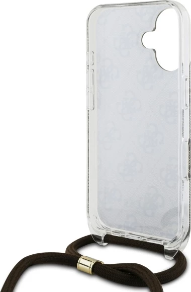 Mbështjellës Guess Crossbody Cord 4G Print për iPhone 16, Kafe
