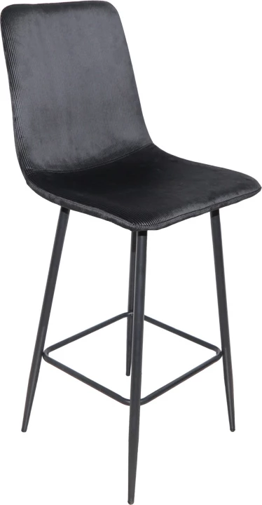 Karrige për bar Grato, material stof i zi, këmbë metalike të zeza, 43.5x55x114cm