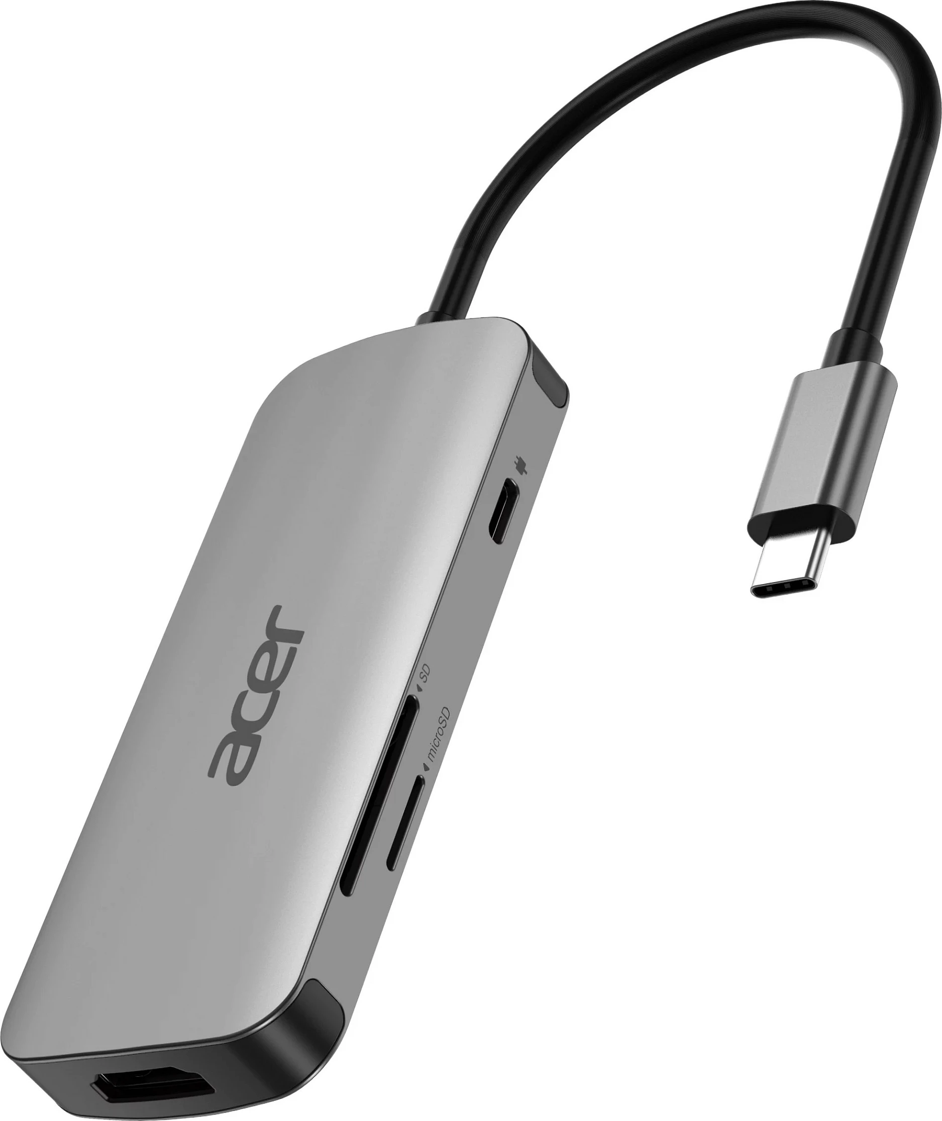 Dongle USB-C 7-në-1 Acer, HDMI 4K 60Hz, 3x USB-A, SD/microSD, PD 100W, Argjendtë