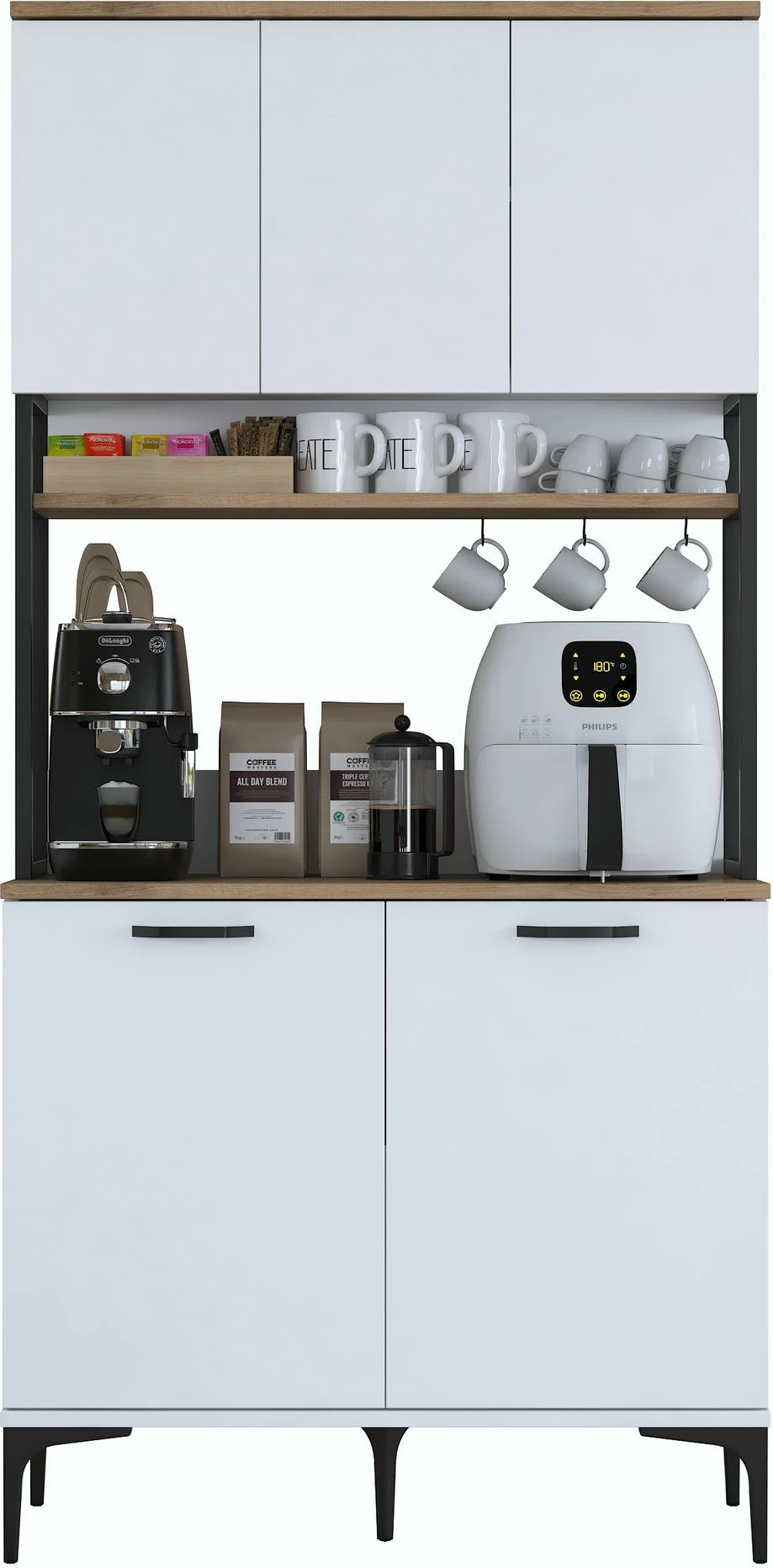 Dollap multifunksional, ngjyrë arre dhe e bardhë, Skye Decor, JE193 - 3799