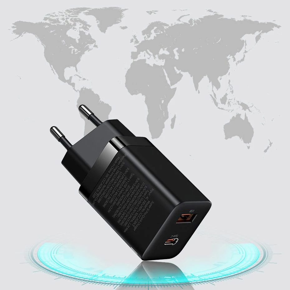 Karikues rrjeti Baseus Super Si Pro CCSUPP-E02 30W PD/QC, 1x USB-A + 1x USB-C, 3A, i bardhë