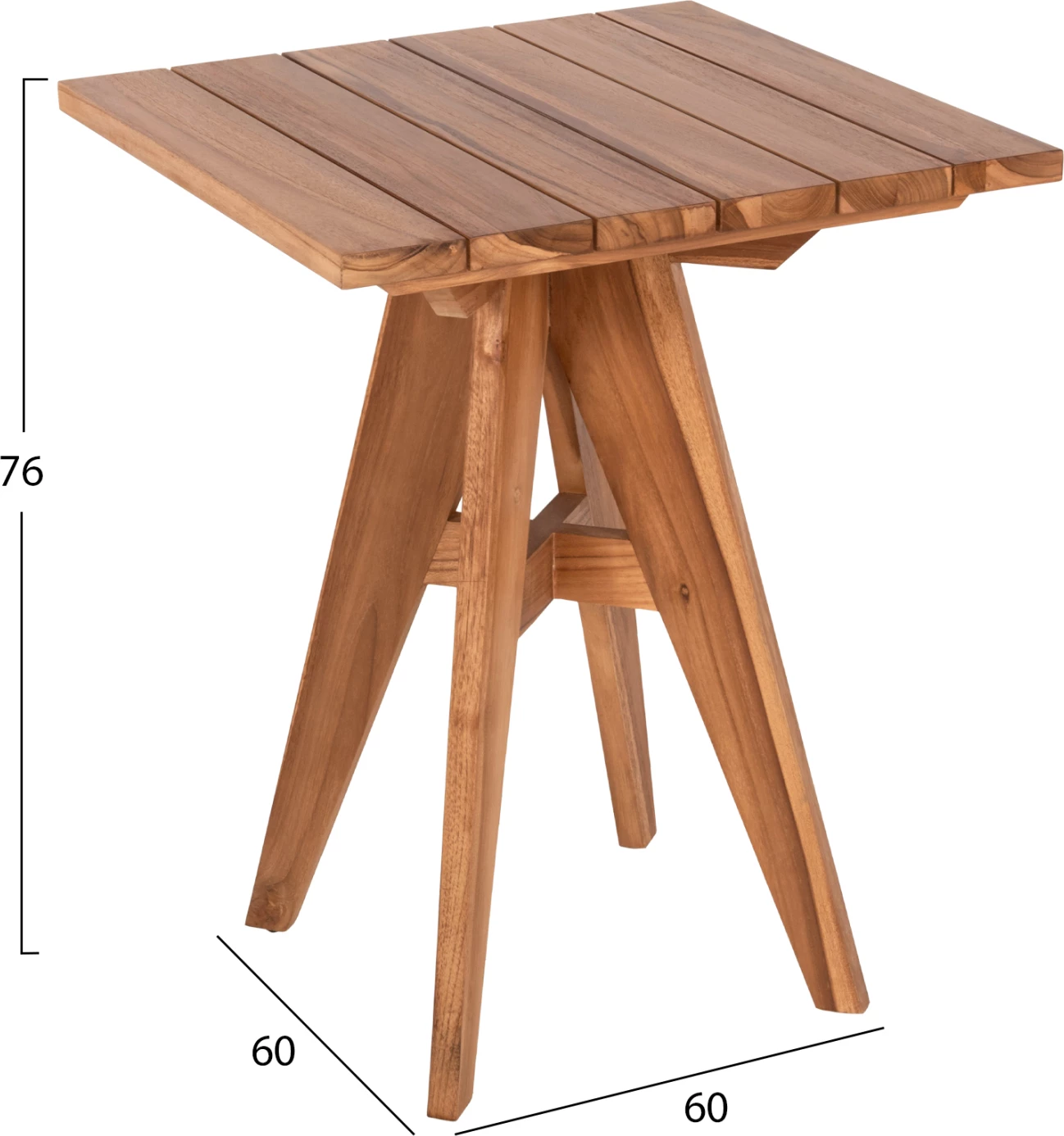 Tavolinë katrore për ngrënie jashtë, LEO, dru TEAK, 60x60x75H cm