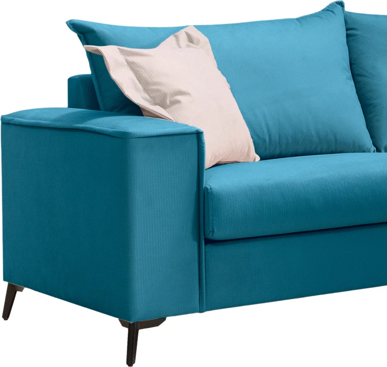 Divan Verona 3-ulës, pëlhurë petrol me jastëkë bezhë 225x93x100cm