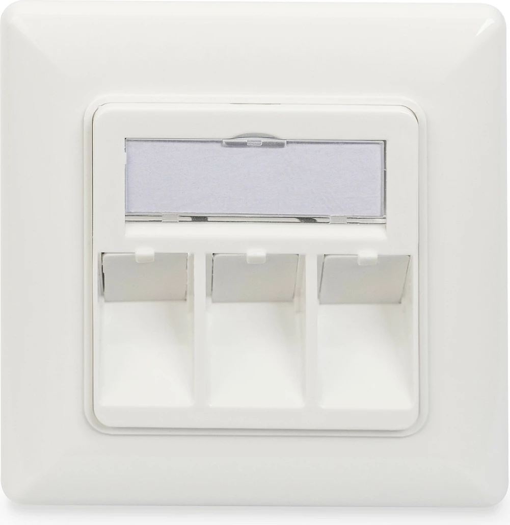 Pllakë murale rrjeti Digitus KS-Module, 3x RJ-45 Keystone, 80x80mm, e bardhë