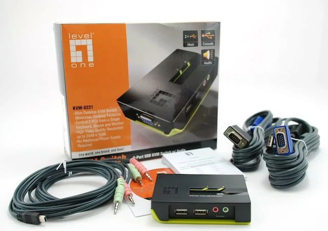 Switch KVM LevelOne 2-Port USB VGA, 2048 x 1536, i zi, jeshil