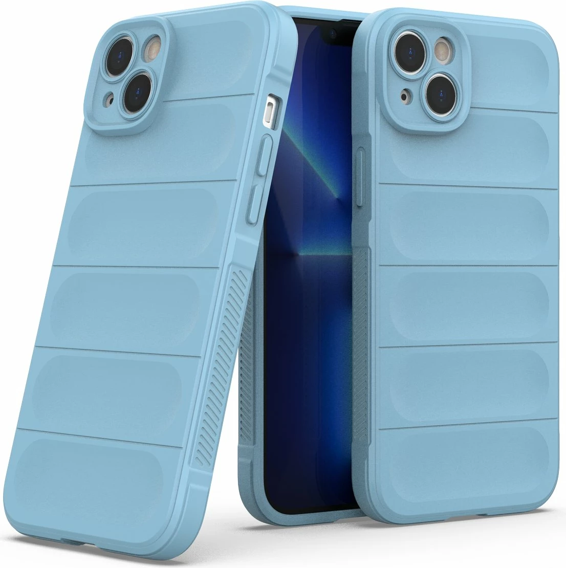 Mbështjellës Hurtel Magic Shield Case për iPhone 14 Plus, fleksibil, i blinduar, Blu e çelët